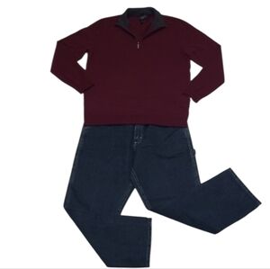 Club Room Luxury Cashmere Zippered Mock Collar Sweater Dressy Pullover Cardigan